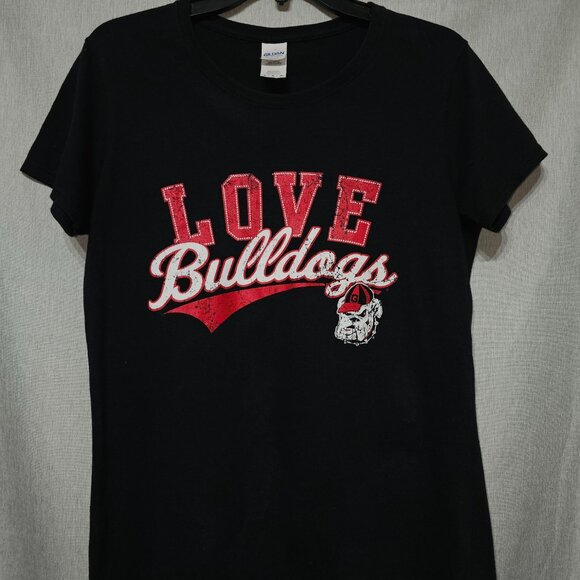 Womans Georgia Bulldog T-Shirt LOVE Bulldogs Tee Gildan Size M Football Tee - Picture 7 of 7